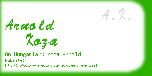 arnold koza business card